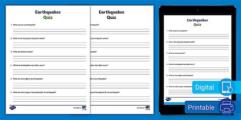 Earthquake Quiz for 3rd-5th Grade (teacher made) - Twinkl