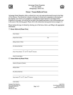 Fillable Online Owner / Tenant Referral Form Fax Email Print - pdfFiller