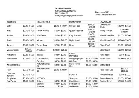 45 Free Printable Price List Templates (Word, Excel, PDF)
