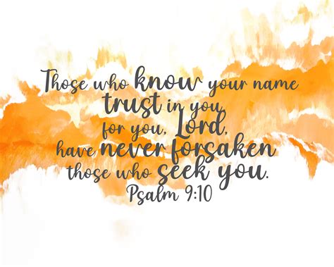 Psalm 9:10 Those Who Know Your Name Trust in You for You Lord, Digital ...