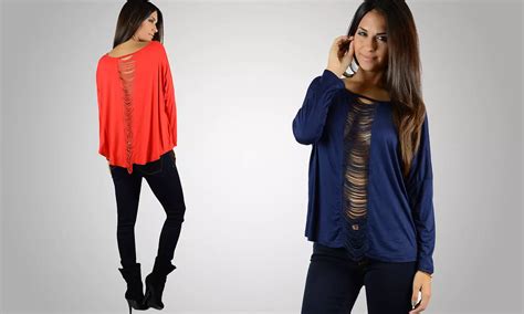 OhConcept Women's Shredded Top | Groupon Goods