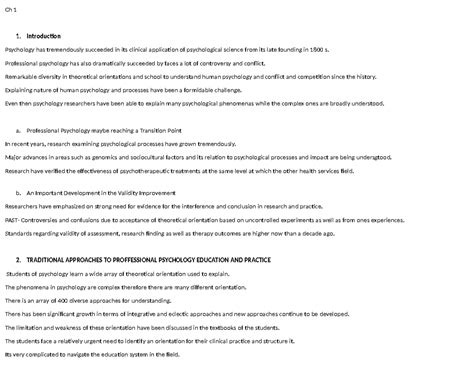 Ch 1 PE - PROFESSIONAL ETHICS - Ch 1 1. Introduction Psychology has ...