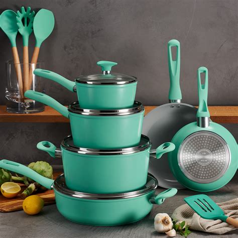Snapklik.com : Tramontina Solara 14-Piece Ceramic Non Stick Cookware Set