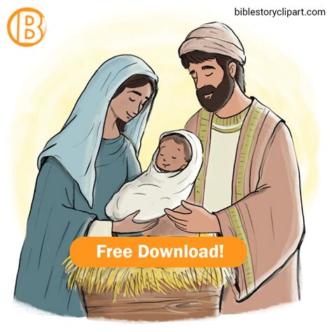 The Nativity Scene- Mary, Joseph, and Baby Jesus in a Manger - Bible ...