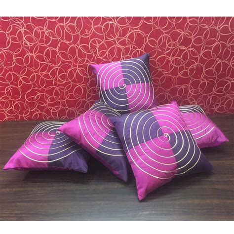 Buy India Furnish Silk Dupion Spiral Maze Design Cushion Cover Set (5 ...