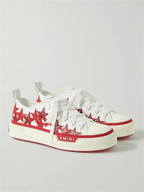 AMIRI - Appliquéd Leather and Canvas Sneakers - Red Amiri