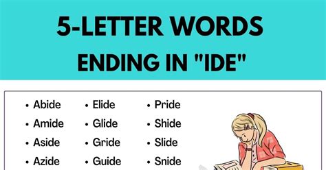 5 Letter Words Ending in IDE: 18 Unique Words and their Meanings • 7ESL