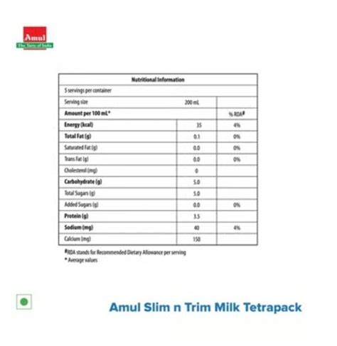 Amul Slim 'n' Trim Skimmed Milk (Zero Cholesterol)
