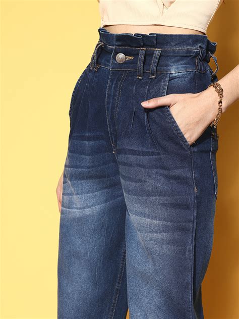 Women Stylish Blue High-Rise Regular Fit Cropped Stretchable Jeans – CINK