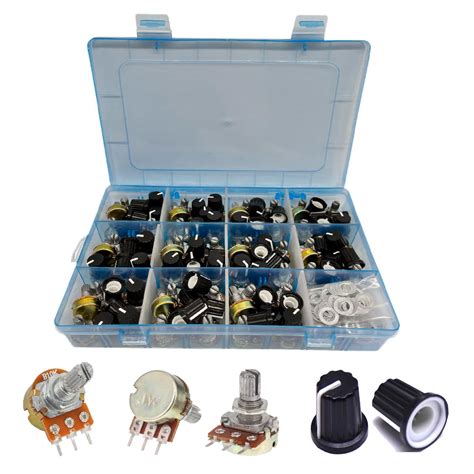 MOGAOPI 110Pcs Potentiometer Kit, Potentiometer Knobs, 11 Values 500 1K ...