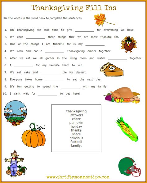 Thanksgiving Free Printables For Kindergarteners