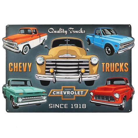 Buy Open Road Brands Chevy Truck Collage Embossed Tin Sign Online at ...