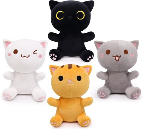 Amazon.com: KOPHINYE 4Pcs Cat Plush - Kawaii Cat Plush Cute Cat Stuffed ...