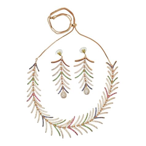 Meira jewellery American Diamond Jewellery set | Rose Gold Plated Trad ...