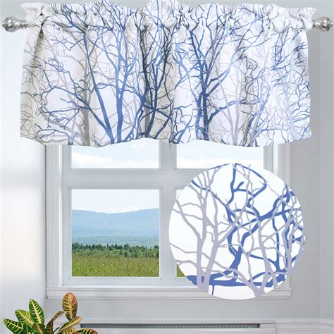 Buy INICEKEY Tree Branch Botanical Pattern Valance for Windows,Grey ...