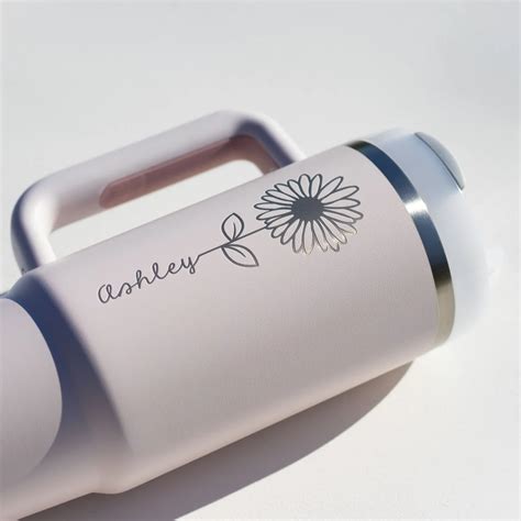 Birth Flower Personalized Tumbler With Straw, Lid and Handle | Ideal P ...