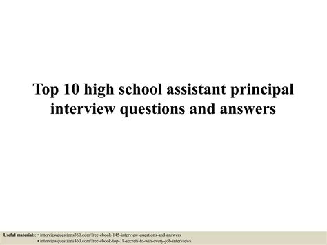 Top 10 high school assistant principal interview questions and answers ...
