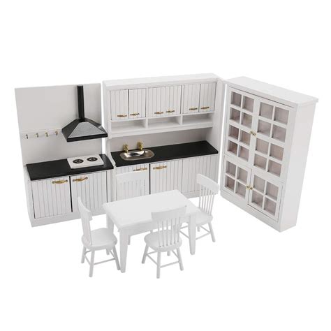 Buy 1/12 Scale Mini House Miniature Kitchen Furniture, Wooden Dollhouse ...
