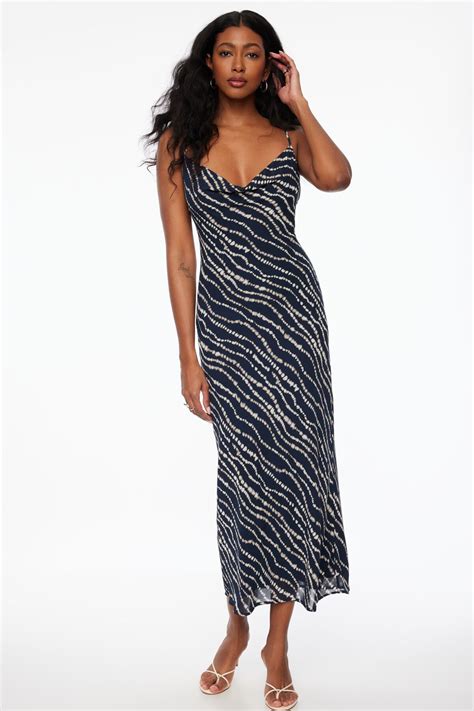 Estera Cowl Neck Slip Maxi Dress Blue | Dynamite