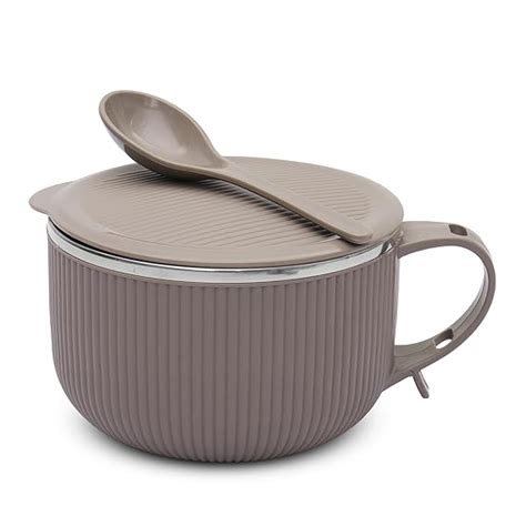 Jaypee Plus Stainless Steel Ribtok Meal Bowl Soup Bowl with Lid & Spoon ...