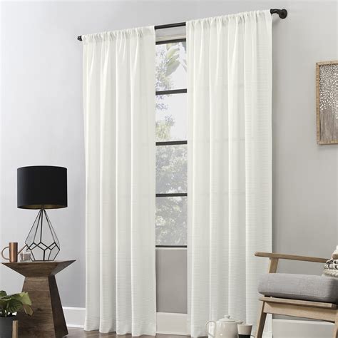 Clean Window Waffle Texture Anti-Dust Cotton Blend Semi-Sheer Rod ...