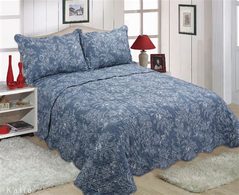 Dark Blue Quilted Bedspreads UK - King Size - Katie by Restmor
