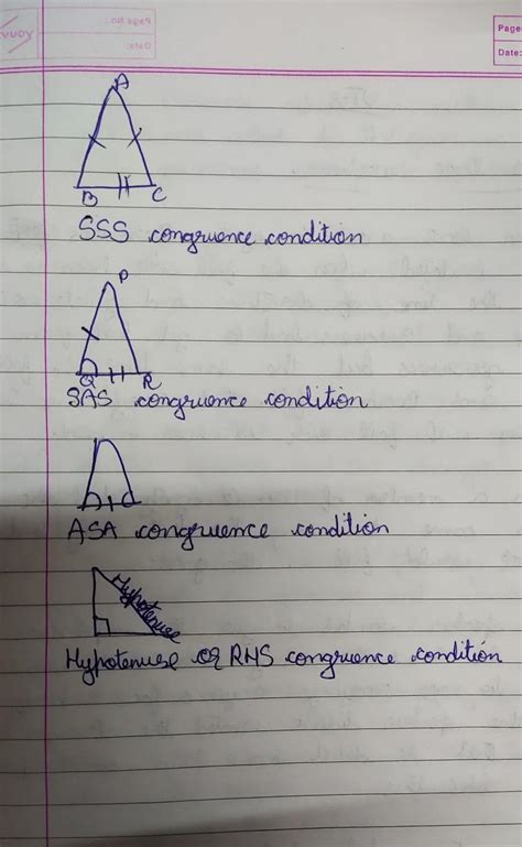 On a chart paper draw triangles which are congruent by SSS test, ASA ...