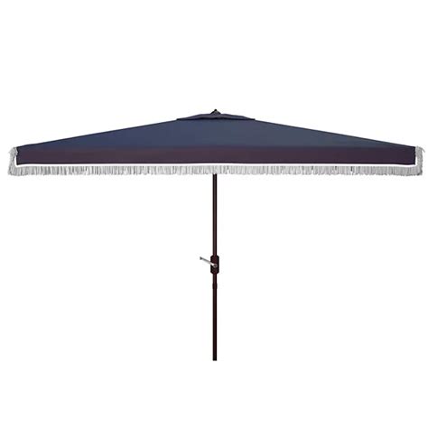 Safavieh Milan Fringe Rectangular Crank Umbrella