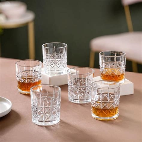 Nestasia Whiskey Glasses Set of 6, 300ml, Transparent Crystal Thick ...
