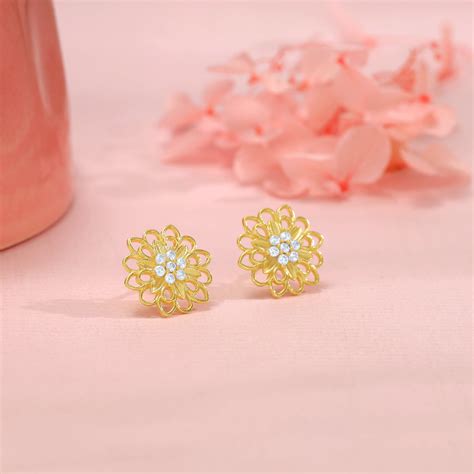 Purchase Golden Blooming Flower Stud Earrings Online | GIVA Jewellery ...