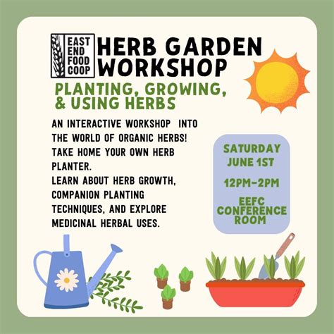 Herb Garden Workshop: planting, growing & using herbs, East End Food Co ...
