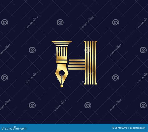 H Letter Lawyer Logo with Creative Design Gold Color Stock Vector ...