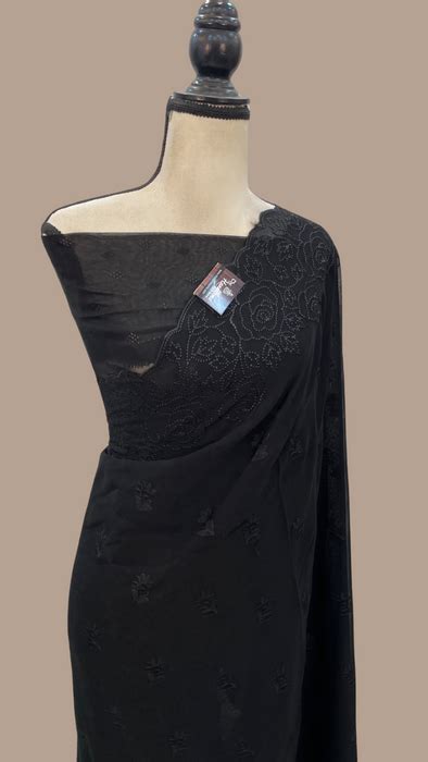 Pure Georgette Chikankari Handloom Banarasi Saree — The Handlooms