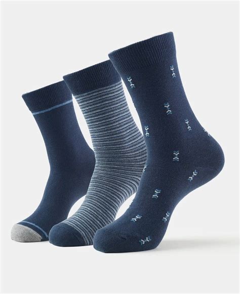 Buy Compact Cotton Crew Length Socks with StayFresh Treatment - Navy ...