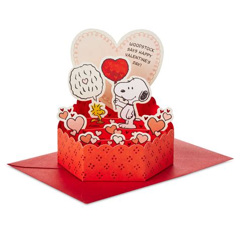 Peanuts® Snoopy and Woodstock Hearts 3D Pop-Up Valentine's Day Card ...