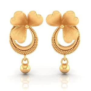 P.C. Chandra Jewellers Womens 22KT (916) Yellow Gold Drop Earrings With ...