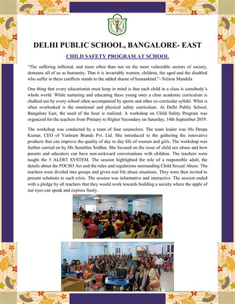 CHILD SAFETY PROGRAM AT SCHOOL - DPS BANGALORE