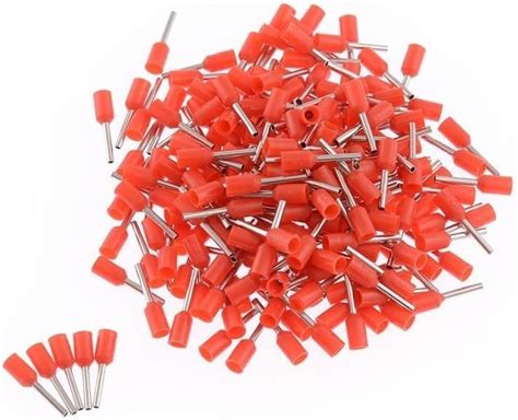 ESPtronics 200 Pcs Ferrule Copper Crimp Connectors AWG18, 1.0mm Red ...