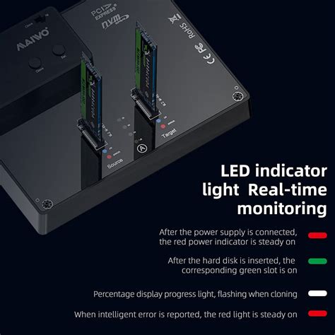 MAIWO K3015P Portable Dual Bay M.2 NVME Docking Station, Tool-Free Type ...