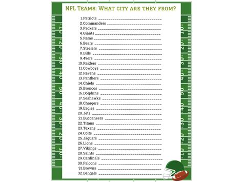 Printable Nfl Team List Top 10 One Page Nfl Depth Chart PowerPoint