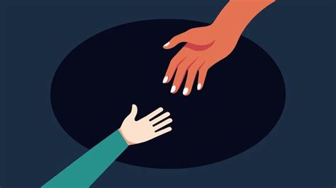 Une main qui descend pour aider une personne à sortir d'un trou sombre ...