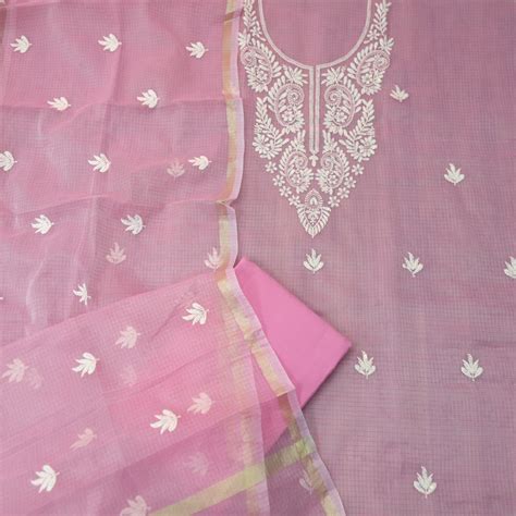 Sundri Flamingo Pink Moti Work with Thread Neck Kota Doriya Suit Set D ...