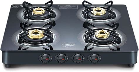 Prestige Royale Plus GT 04 Toughened Black Glass Top Gas Stove(Manual ...