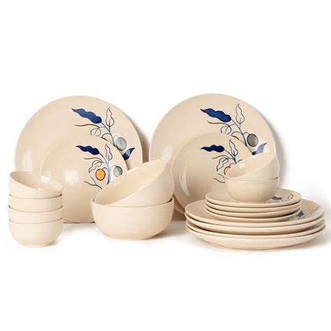 Handcrafted Stoneware Reactive Glaze Ceramic Dinner Set, 20 Pieces ...