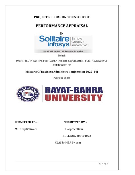 Harpreet KAUR 2203104022 - PROJECT REPORT ON THE STUDY OF PERFORMANCE ...