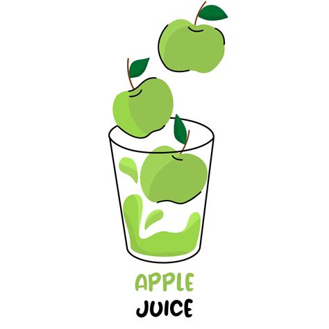 Hand draw glass of apple juice and apples. Healthy food.Vector ...