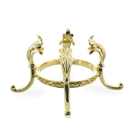 Four-legged Gold Tone Metal Ostrich Egg Sphere Stand Holder Display 2. ...