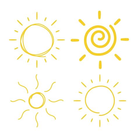 Sunshine doodle set | Free Vector