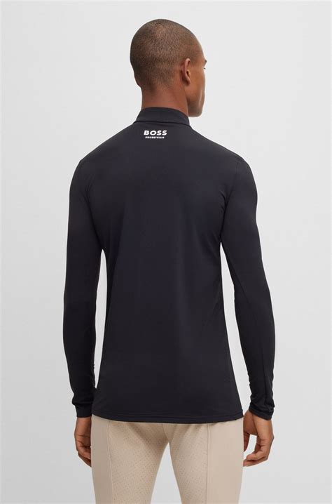 BOSS - Equestrian training shirt with signature stripe and logo - Black