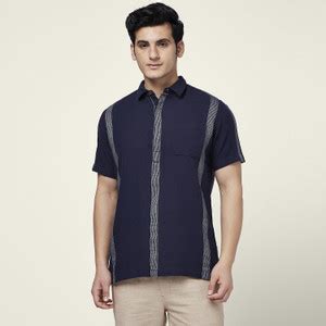 7 Alt by Pantaloons Men Striped Casual Dark Blue, White Shirt - Buy 7 ...